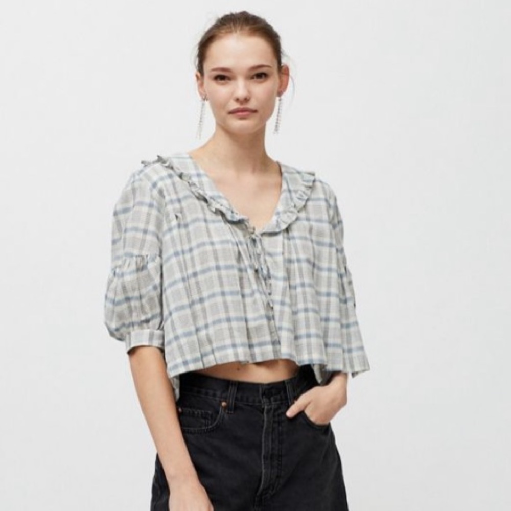 UO Fionna Collared Babydoll Blouse